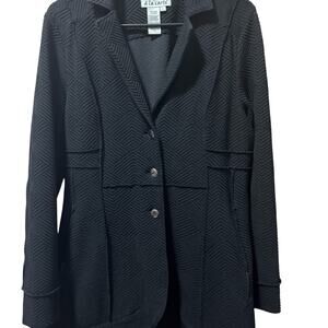 A La Carte Black Textured Women's Blazer loose button